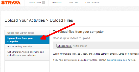 Strava upload screen